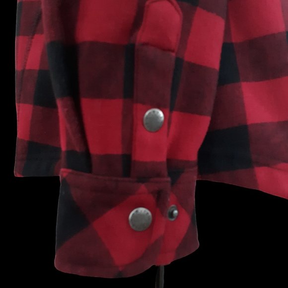 ORVIS Flannel Shirt Jacket Classic Collection Buffalo Plaid Fleece Red Black M - Picture 8 of 10